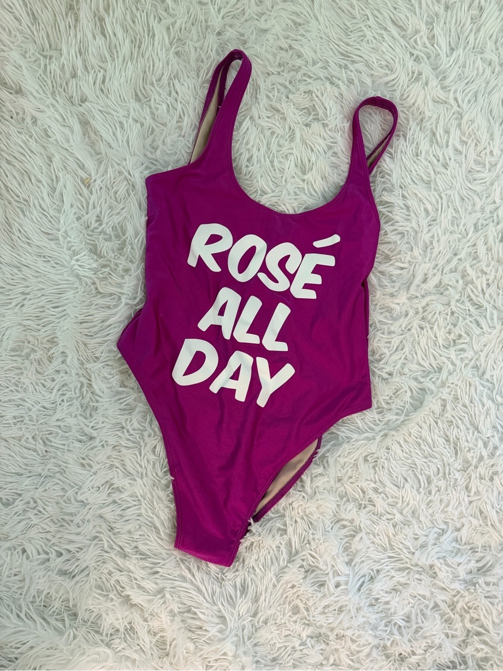 Rose All Day Pink One Piece Swimsuit Size L Graphic Bathing Suit
